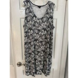 Floral Black and White Midi Dress